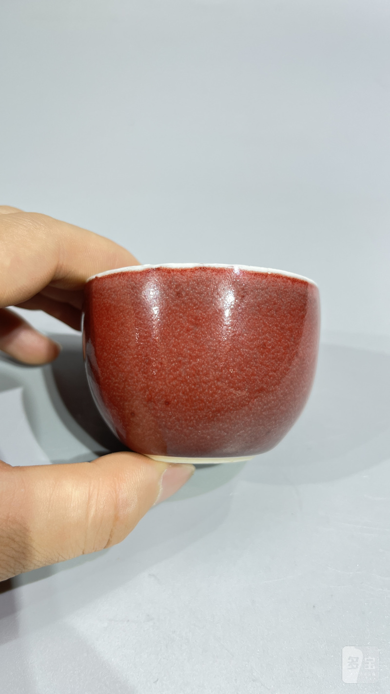 清 红釉杯（一对） - 图9